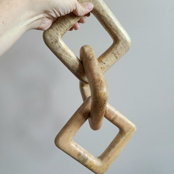 Natural wood chain links. Midcentury style home decor. - Picture 1 of 7